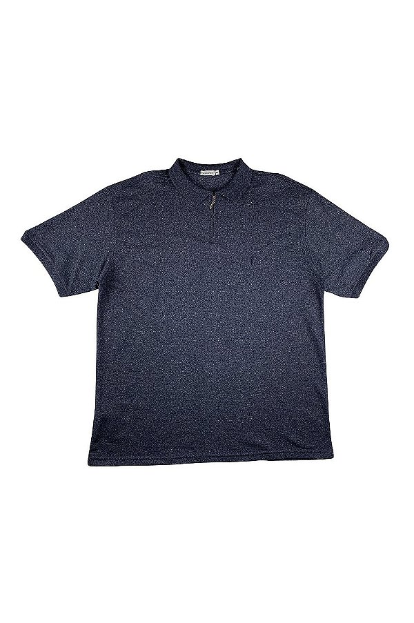 Camisa Polo Masculina Manga Curta Fecho Piquet Sensation Marinho Mescla Ferreira Mello