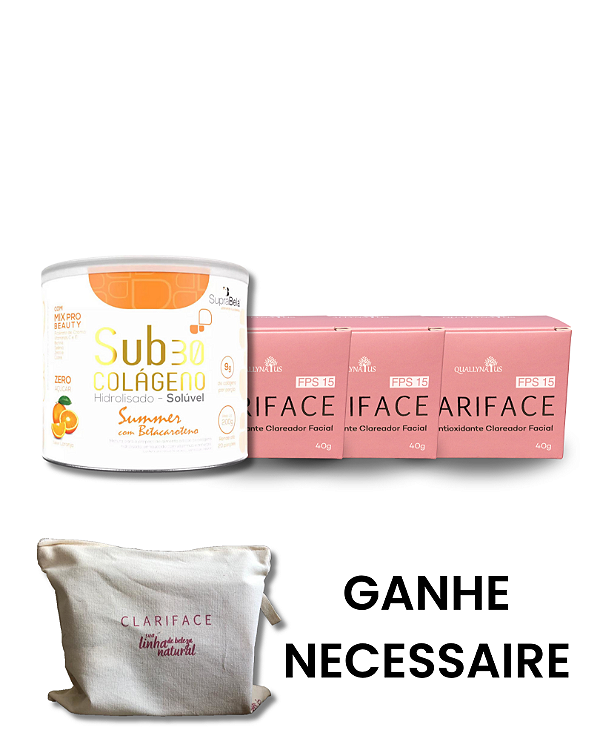 Kit Saúde e Cuidado: Clariface + Colágeno Hidrolisado + Necessaire de Presente
