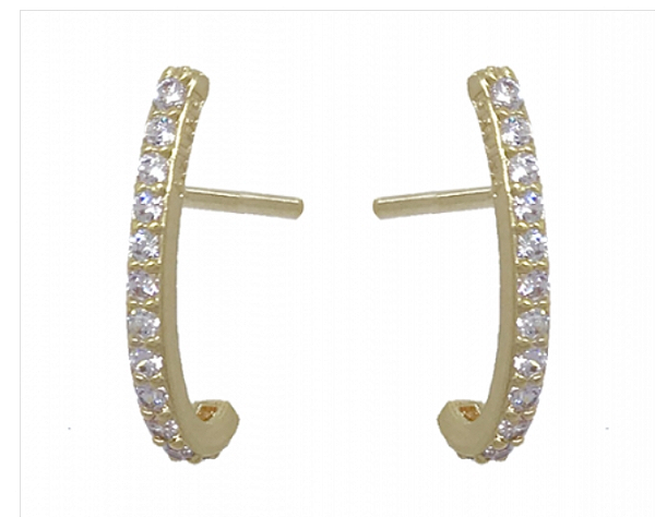 BB 2869 Brinco Ear Hook 1.5CM Cravejado Com Micro Zirconias BRUNA Semijoias