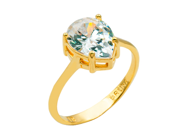 AB 1957 Anel Fino Gota Zirconia Cristal BRUNA Semijoias