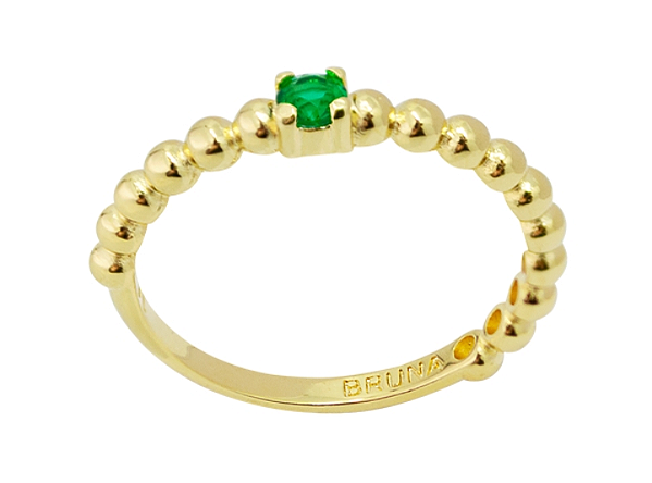 AB 1876 Anel Felicidade Bolinhas e Cristal Verde BRUNA Semijoias