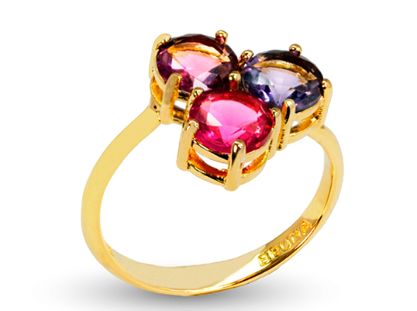 AB 1945 Anel Fino Trio Colorido BRUNA Semijoias