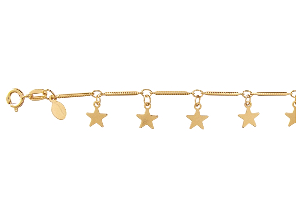 BP 0305 Pulseira Infantil Estrelas Pendurada 14CM BRUNA Semijoias