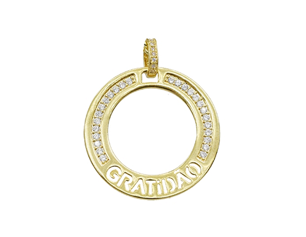 MB 1284 Medalha Redonda Gratidão 3CM BRUNA Semijoias