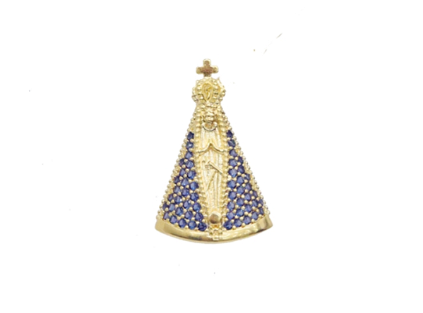 MB 1288 Medalha Nossa Senhora Aparecida Cravejada 3CM Bruna Semijoias