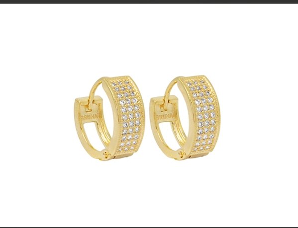 BB 3098 Brinco Argolinha Pavê Zirconias 1cm BRUNA Semijoias