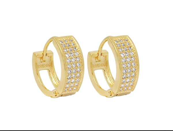 BB 3099 Brinco Argolinha Pavê Zirconias 1,5cm BRUNA Semijoias