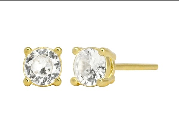 BB 3122 Brinco Solitário Zirconia 5mm BRUNA Semijoias