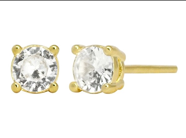 BB 3123 Brinco Solitário Zirconia 7mm BRUNA Semijoias