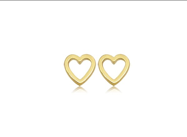 BB 3137 Brinco Mini Coração Vazado Tarraxa Baby BRUNA Semijoias