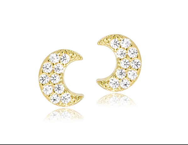 BB 3159 Brinco Lua Cravejada Baby BRUNA Semijoias