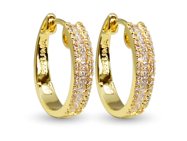 BB 3196 Brinco Argola 1,9CM Carrê Zirconia Branca BRUNA Semijoias