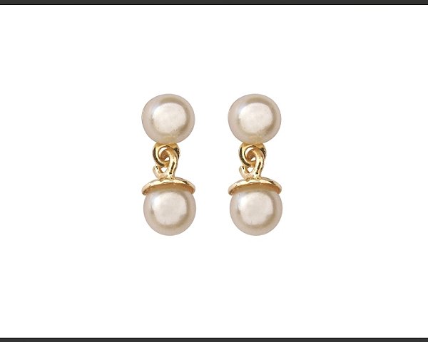 BB 0531 Brinco Infantil Pérolinha Pendurada Tarraxa Baby BRUNA Semijoias