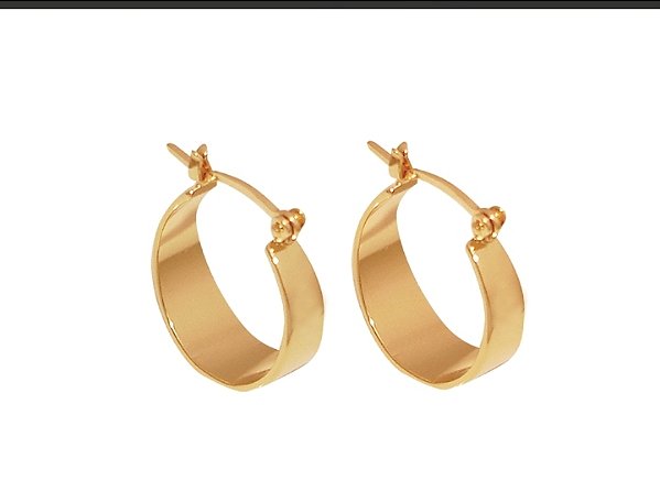 BB 1740 Brinco Argola Polida Fita 2cm BRUNA Semijoias