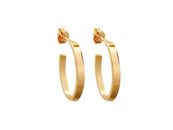 BB 2212 Brinco Meia Argola Oval 2,8cm BRUNA Semijoias