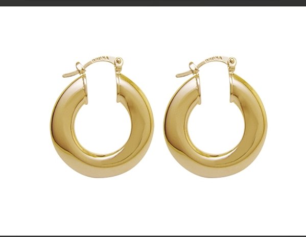 BB 2750 Brinco Argola Chapada Abaulada Polida 3cm BRUNA Semijoias