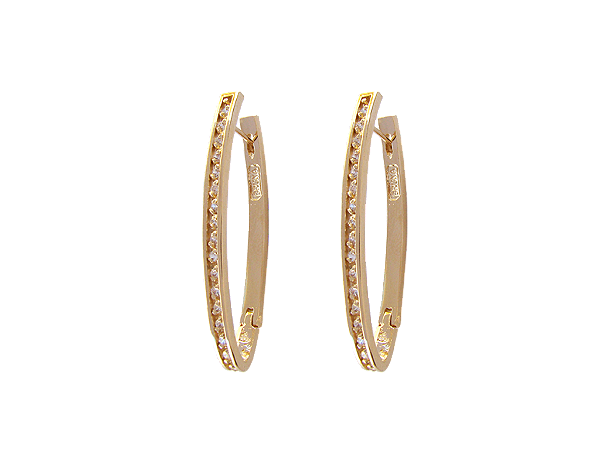 BB 1829 Brinco Argola Oval 4cm c/ Zirconias BRUNA Semijoias