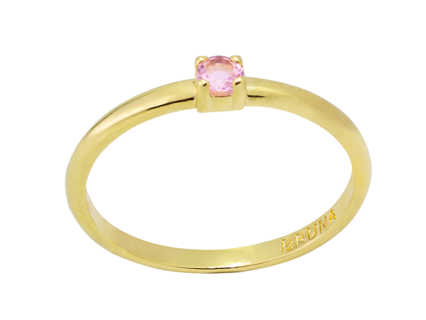 AB 1877 Anel da Felicidade nº3 Aro Fino Com Zirconia Rosa BRUNA Semijoias