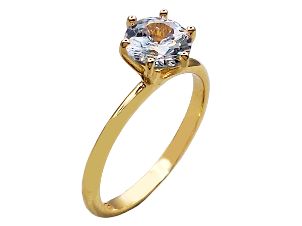 AB 1959 Anel Solitário Cristal Redondo 8mm Com 6 Garras BRUNA Semijoias