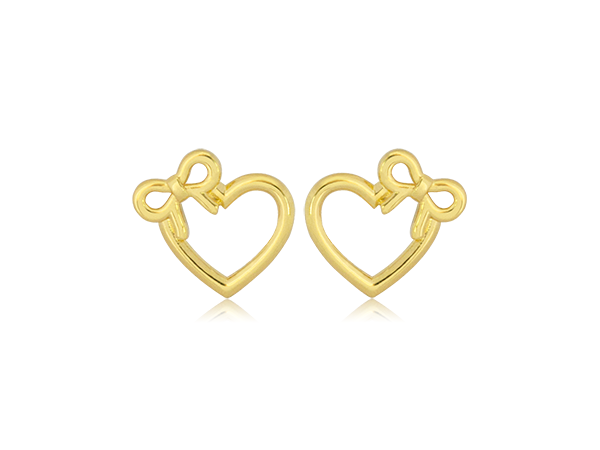 BB 3150 Brinco Coração Com Laço Vazado 1,1CM BRUNA Semijoias