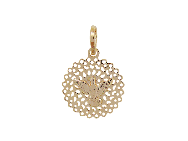 MB 1107 Medalha Espirito Santo Redonda Vazada 1,6CM BRUNA Semijoias