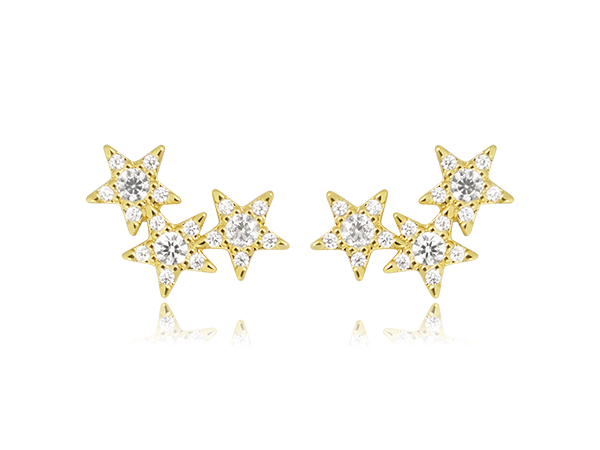 BB 3143 Brinco Flat Estrela Cravejado BRUNA Semijoias