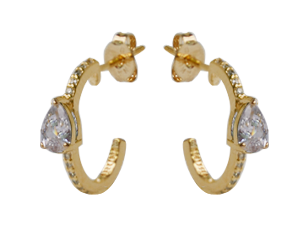 BB 2882 Brinco Ear Hook Com Gota Cristal BRUNA Semijoias