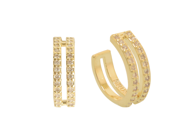 BB 2908 Brinco Piercing Duas Fileiras Zircõnias BRUNA Semijoias