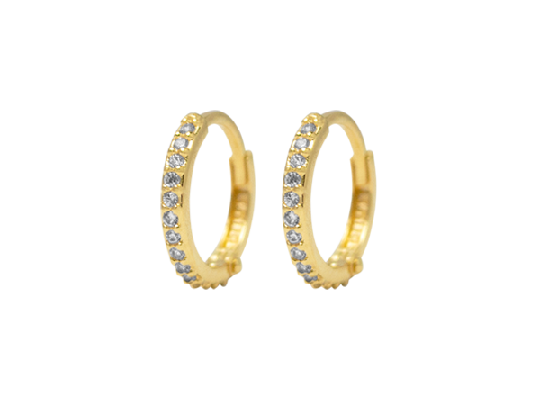 BB 3062 Brinco Argola Cravejada Na Frente 1CM BRUNA Semijoias