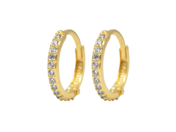 BB 3063 Brinco Argola Cravejada Na Frente 1,2CM BRUNA Semijoias