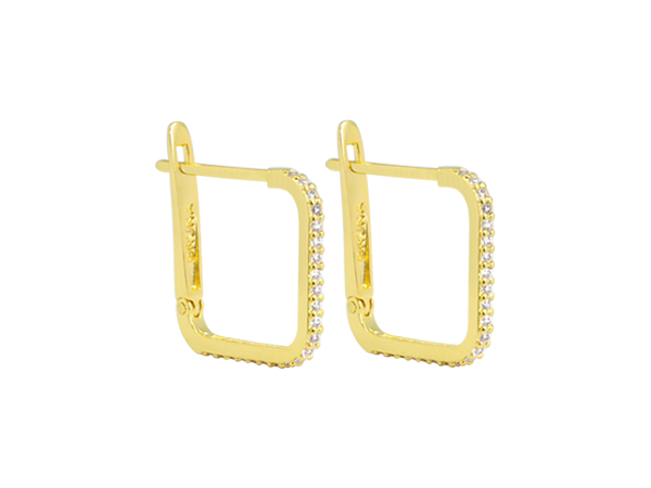 BB 3125 Brinco Argola Quadrada Cravejada Na Frente 12mm BRUNA Semijoias