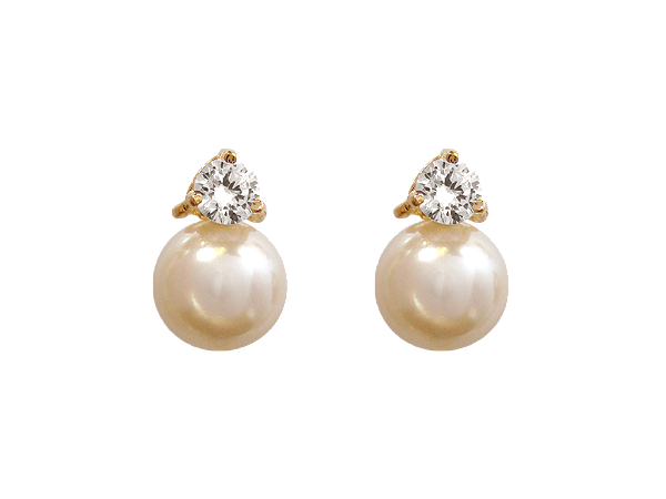 BB 1982 Brinco Solitário de Zirconia 6mm Com Pérola 12mm BRUNA Semijoias