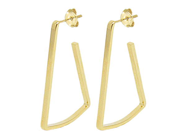 BB 2940 Brinco Meia Argola Retangular Liso 4CM BRUNA Semijoias