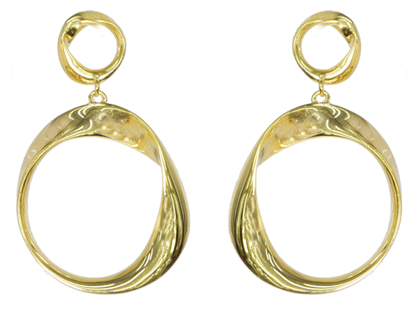 BB 2981 Brinco Redondo Torcido Liso Pendurado 4CM BRUNA Semijoias