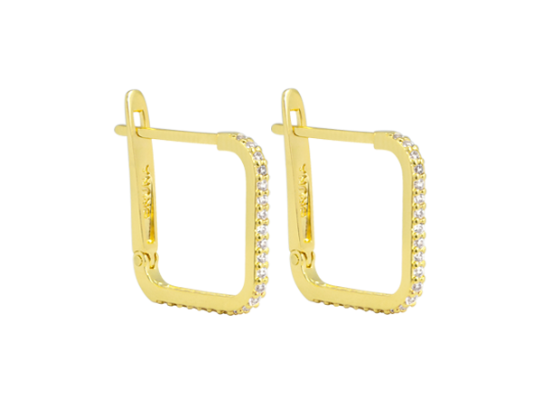 BB 3126 Brinco Argola Quadrada Cravejada 1,5CM BRUNA Semijoias