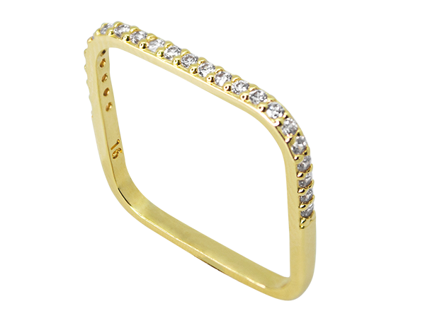 AB 1860 Anel Quadrado com Zircônias BRUNA Semijoias