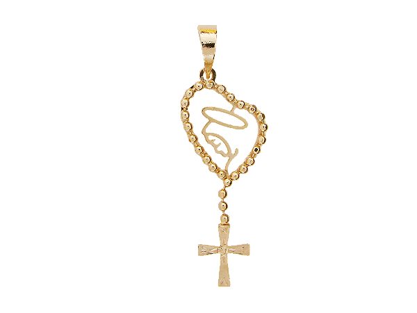 MB 0971 Medalha Terço Bolinhas Virgem Maria 3CM BRUNA Semijoias