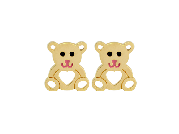 BB 3121 Brinco Urso 9mm Com Resina Tarraxa Baby BRUNA Semijoias