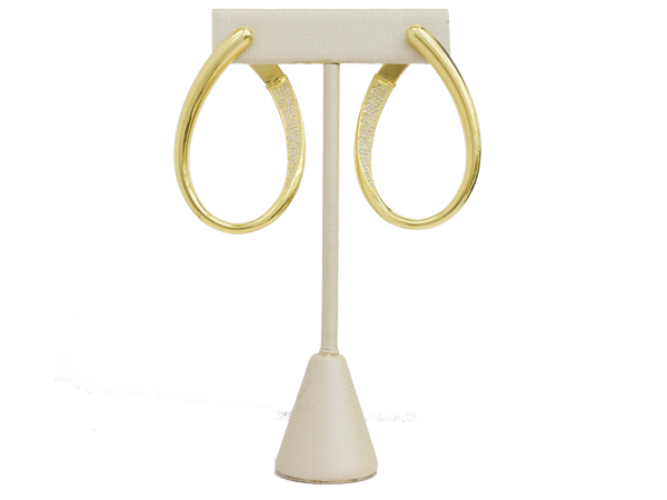 BB 3003 Brinco Argola Gota Grande Cravejada 5,4CM BRUNA Semijoias