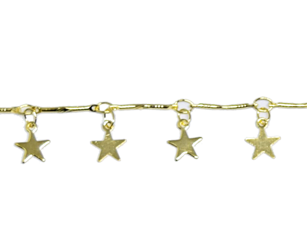 GB 0289 Gargantilha Choker Estrelinhas Pendurada Lisa 35 P/ 40CM BRUNA Semijoias