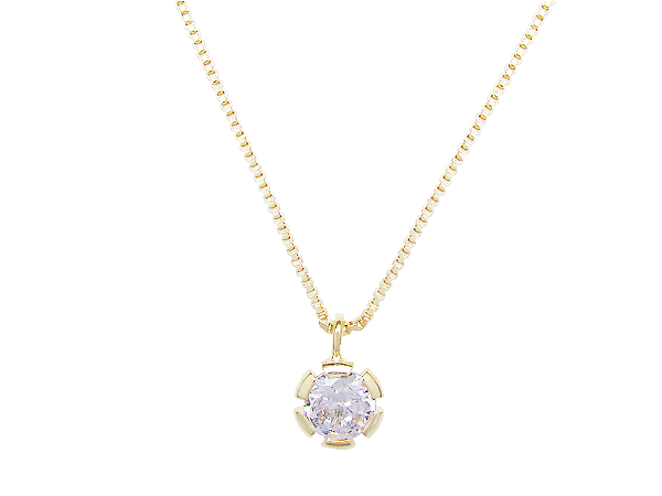 GB 0192 Gargantilha Ponto De Luz Cristal Redondo 0,7CM 40 P/ 45CM BRUNA Semijoias