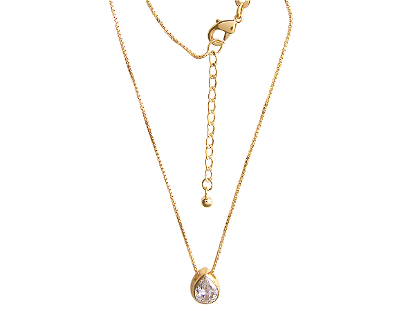 GB 0156 Gargantilha 40 P/45CM Gota Zircõnia 1CM BRUNA Semijoias