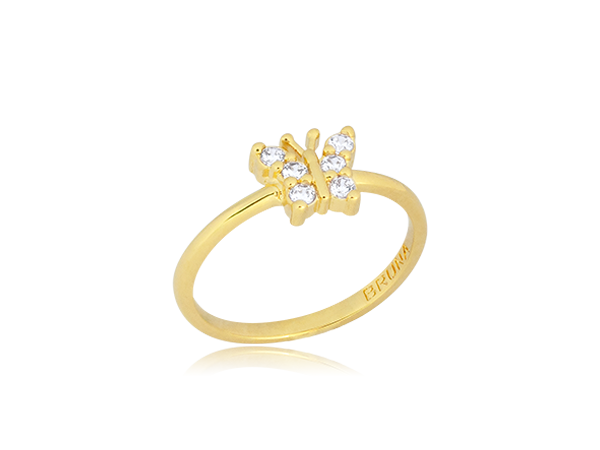 AB 1898 Anel Infantil Borboletinha Cravejada BRUNA Semijoias