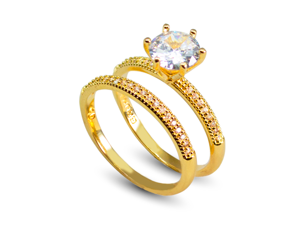 AB 1923 Anel Aparador Cravejado Com Solitário BRUNA Semijoias