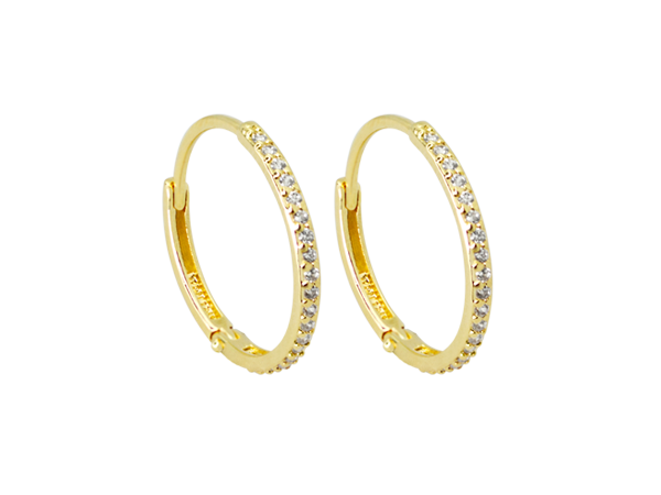 BB 3083 Brinco Argola Fio Cravejado na Frente 1,8CM BRUNA Semijoias