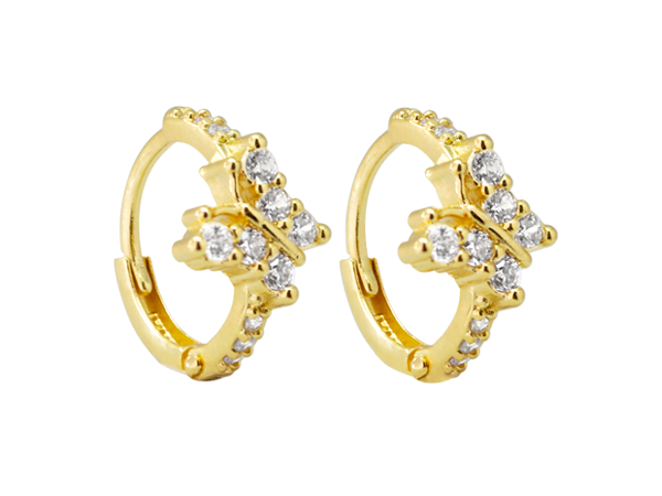 BB 3108 Brinco Argola Infantil 1,2CM Borboleta Cravejada BRUNA Semijoias