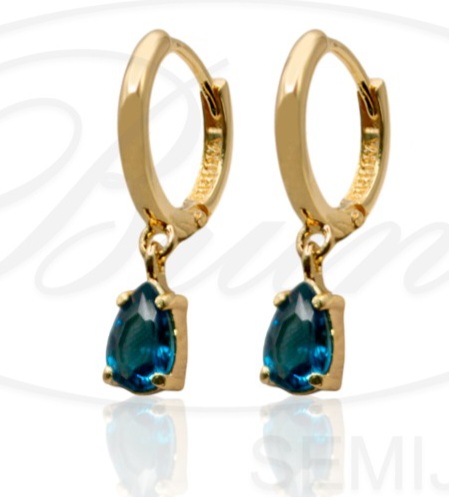 BB 3286 Brinco Mini Argola (1cm) com Gotinha Azul (5mm) BRUNA Semijoias