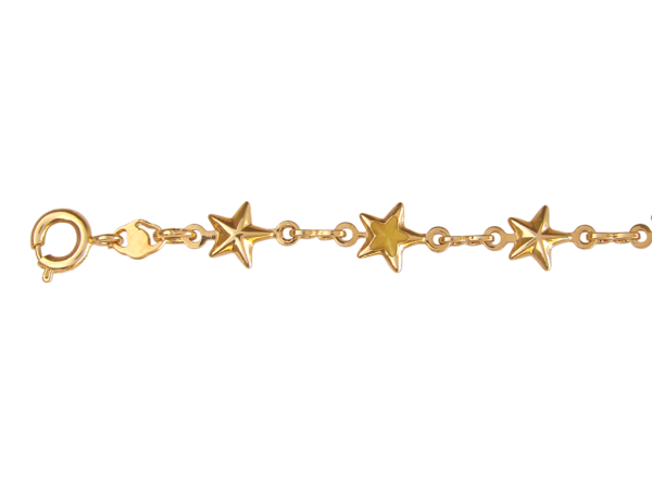 CE 0108 Pulseira Estrelas Lisas e Estrelas Cristais Colorido BRUNA Semijoias