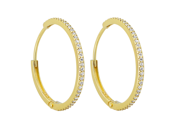 BB 3102 Brinco Argola Cravejada 2,5CM BRUNA Semijoias