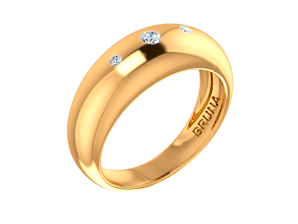 AB 1936 Anel Liso Com 3 Zirconias Em cima BRUNA Semijoias